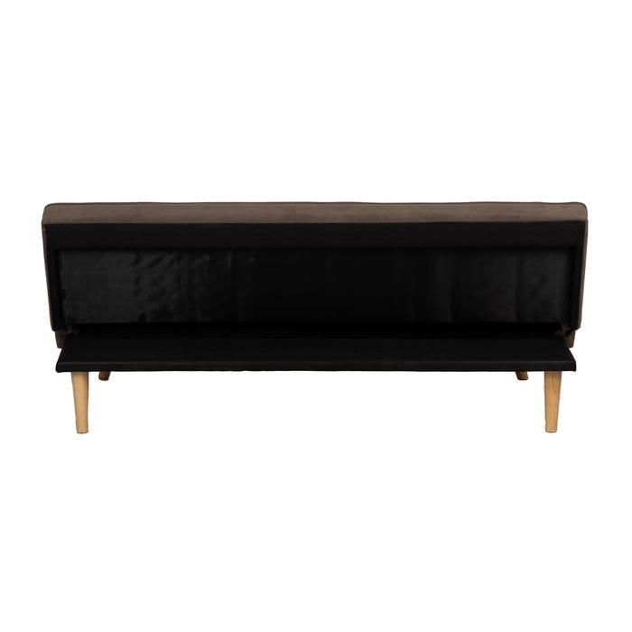 Taupe Sofa Bed Wood Decoration 175 X 84 X 73 Cm