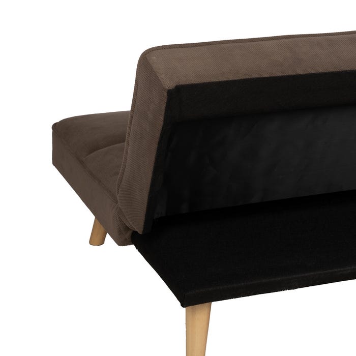 Taupe Sofa Bed Wood Decoration 175 X 84 X 73 Cm