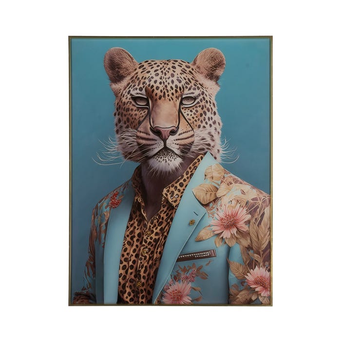 Leopard Print Glass Picture 60 X 80 Cm