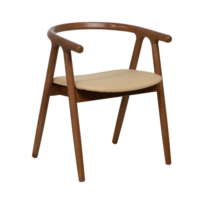 Silla Crema-Marrón Madera De Olmo 47 X 46 X 71 Cm