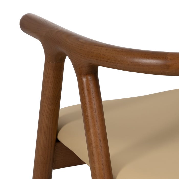 Silla Crema-Marrón Madera De Olmo 47 X 46 X 71 Cm