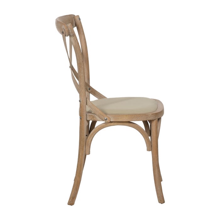Natural-Beige Fabric-Wood Chair 44 X 42 X 88 Cm