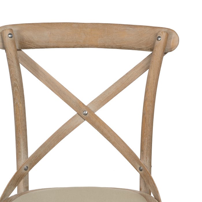 Natural-Beige Fabric-Wood Chair 44 X 42 X 88 Cm