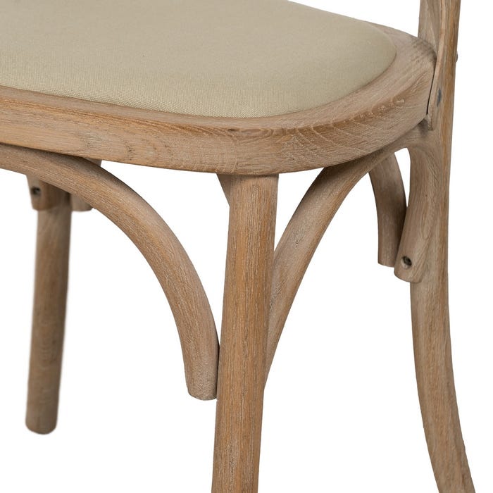 Natural-Beige Fabric-Wood Chair 44 X 42 X 88 Cm