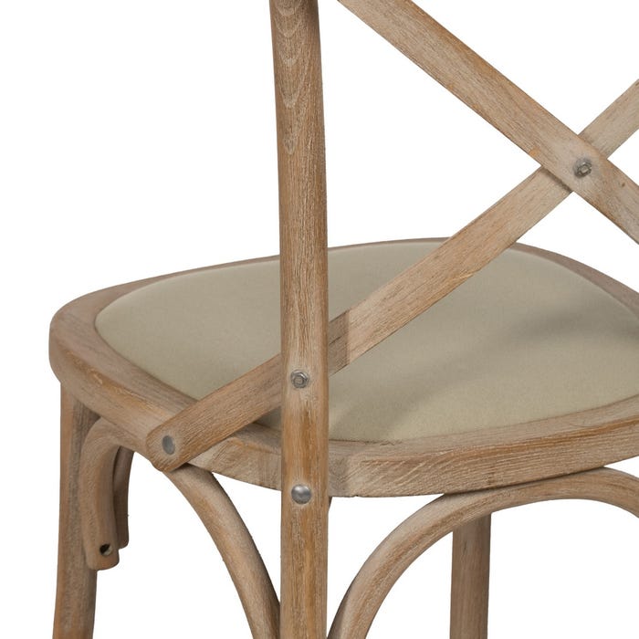 Natural-Beige Fabric-Wood Chair 44 X 42 X 88 Cm