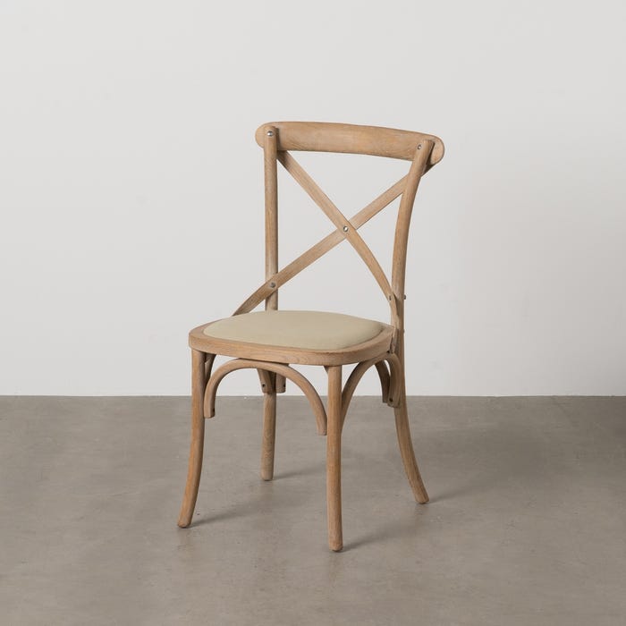 Silla Natural-Beige Tejido-Madera 44 X 42 X 88 Cm