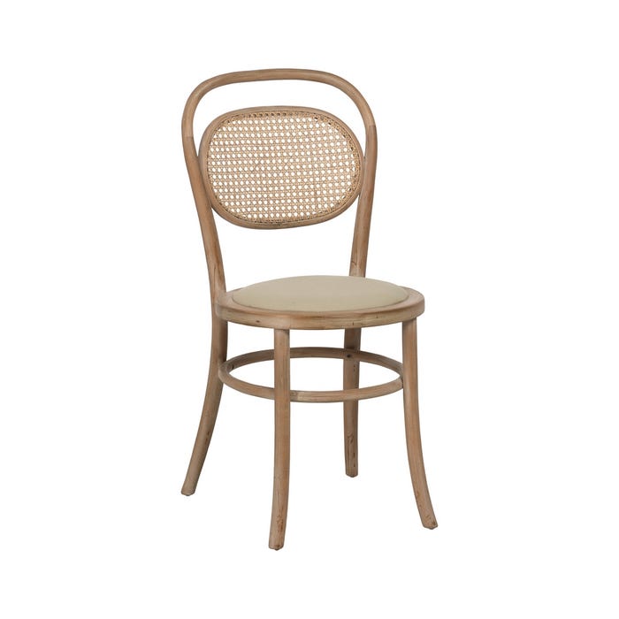 Natural-Beige Fabric-Wood Chair 41 X 41 X 89 Cm