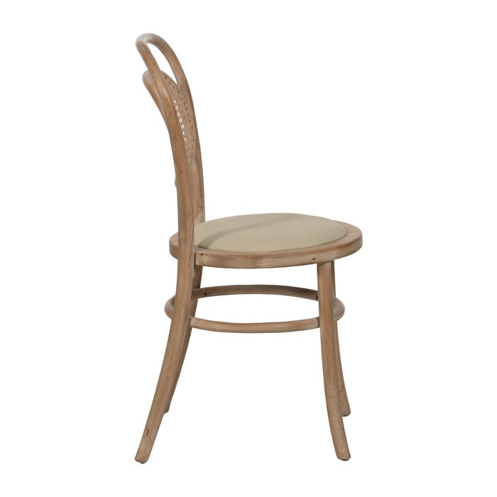 Natural-Beige Fabric-Wood Chair 41 X 41 X 89 Cm