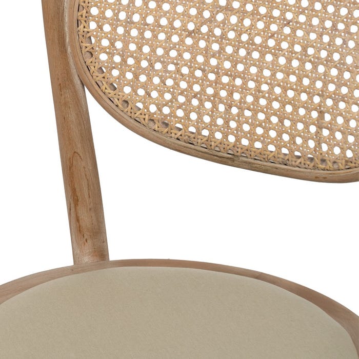Natural-Beige Fabric-Wood Chair 41 X 41 X 89 Cm
