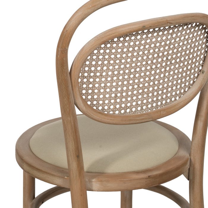 Natural-Beige Fabric-Wood Chair 41 X 41 X 89 Cm