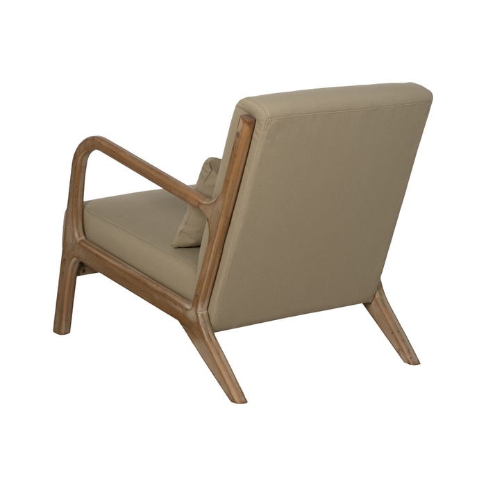 Natural-Beige Fabric-Wood Armchair 66 X 85 X 74 Cm