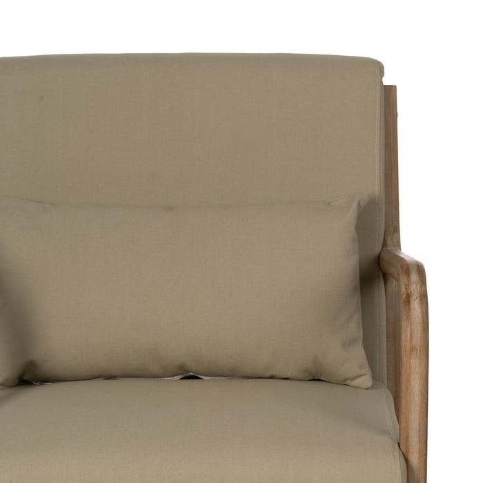 Natural-Beige Fabric-Wood Armchair 66 X 85 X 74 Cm