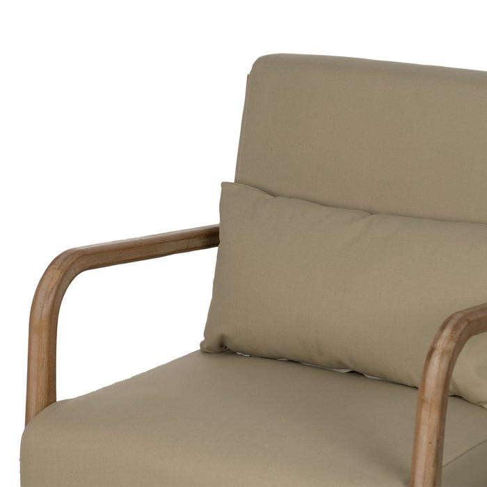 Natural-Beige Fabric-Wood Armchair 66 X 85 X 74 Cm