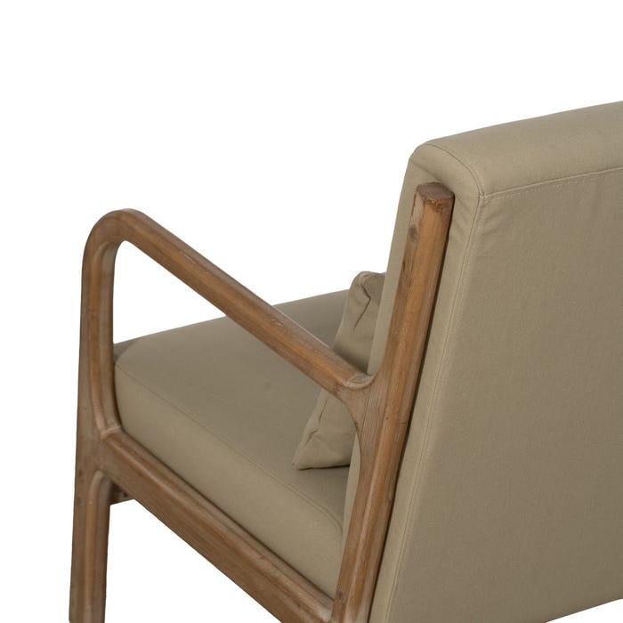 Natural-Beige Fabric-Wood Armchair 66 X 85 X 74 Cm