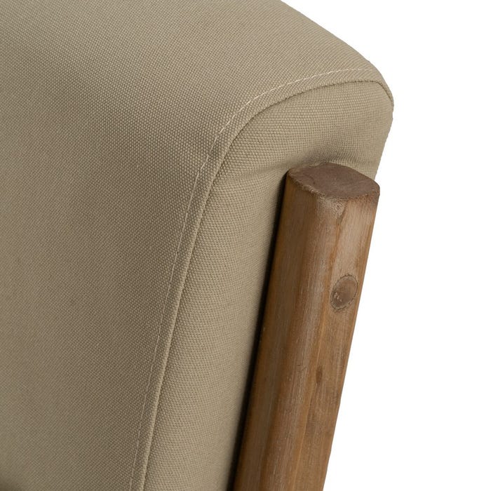 Natural-Beige Fabric-Wood Armchair 66 X 85 X 74 Cm