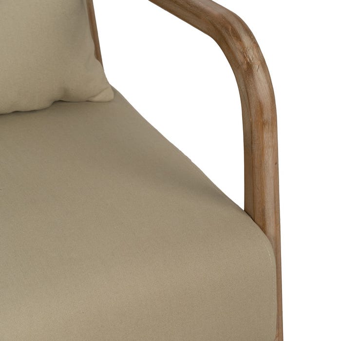 Natural-Beige Fabric-Wood Armchair 66 X 85 X 74 Cm