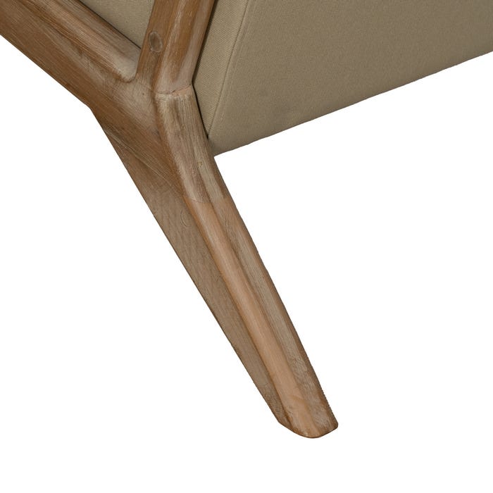 Natural-Beige Fabric-Wood Armchair 66 X 85 X 74 Cm