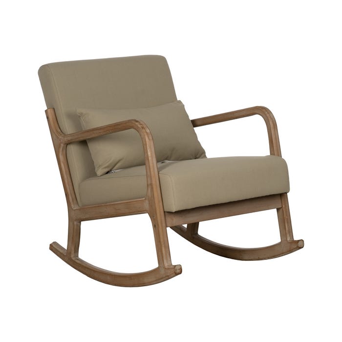 Natural-Beige Rocking Chair Fabric-Wood 66 X 88 X 80 Cm
