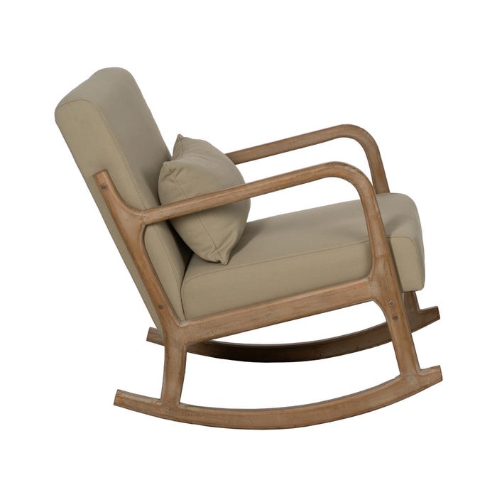 Natural-Beige Rocking Chair Fabric-Wood 66 X 88 X 80 Cm