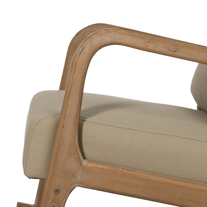 Natural-Beige Rocking Chair Fabric-Wood 66 X 88 X 80 Cm