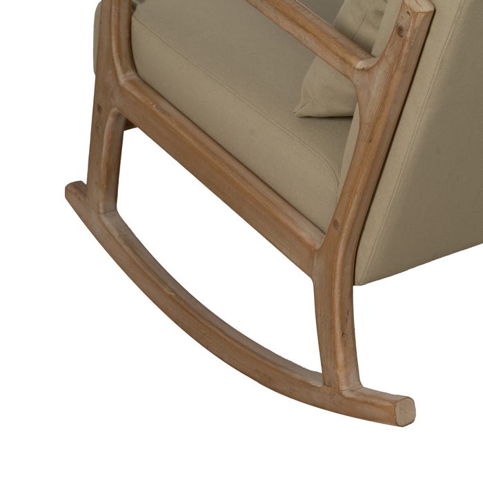 Natural-Beige Rocking Chair Fabric-Wood 66 X 88 X 80 Cm