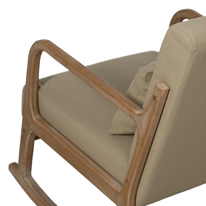 Natural-Beige Rocking Chair Fabric-Wood 66 X 88 X 80 Cm