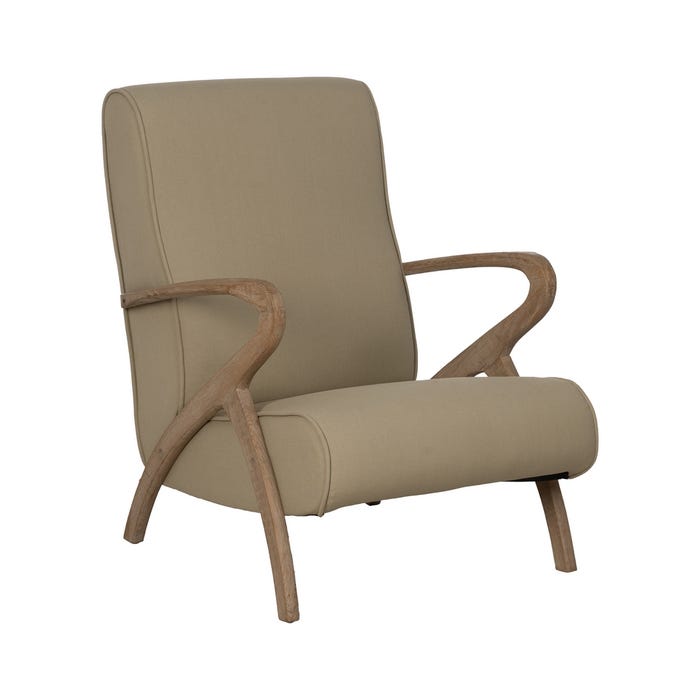 Sillón Natural-Beige Tejido-Madera 57 X 55 X 85 Cm