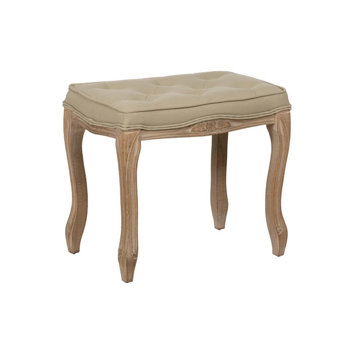 Banco de madeira e tecido bege natural 50 x 36 x 47 cm