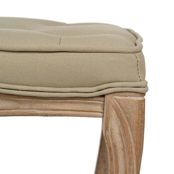 Natural-Beige Fabric-Wood Stool 50 X 36 X 47 Cm