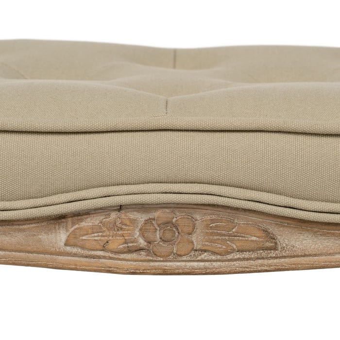 Natural-Beige Fabric-Wood Stool 50 X 36 X 47 Cm
