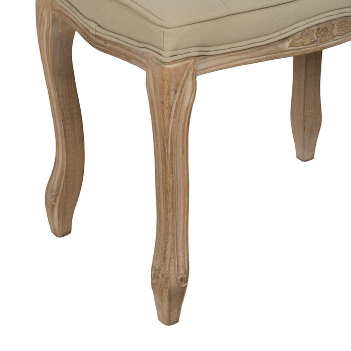 Natural-Beige Fabric-Wood Stool 50 X 36 X 47 Cm