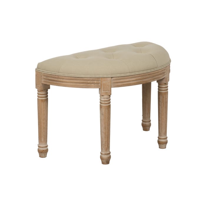 Banco de madeira e tecido bege natural 70 x 36 x 48 cm