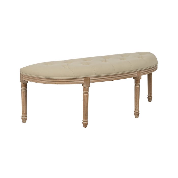 Banco de madeira e tecido bege natural 125 x 45 x 48 cm