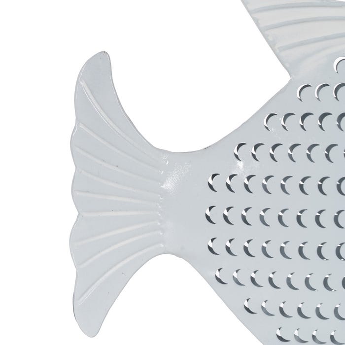 Figura de peixe de metal branco 39 x 5 x 29 cm