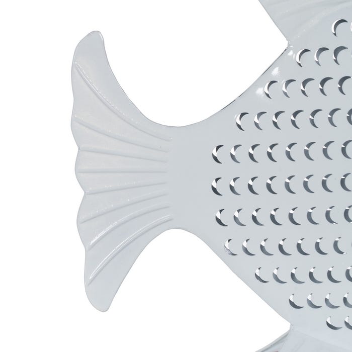 White Metal Fish Figure 49.50 X 7 X 36.50 Cm