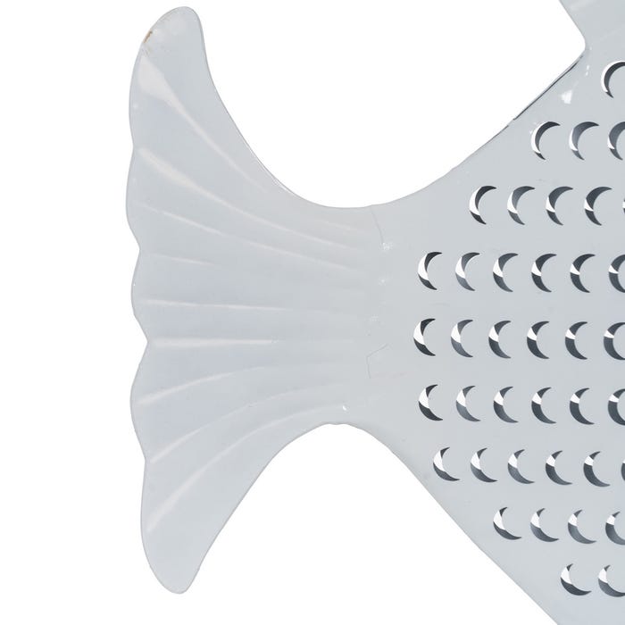 Figura de peixe de metal branco 59,50 x 11 x 43 cm
