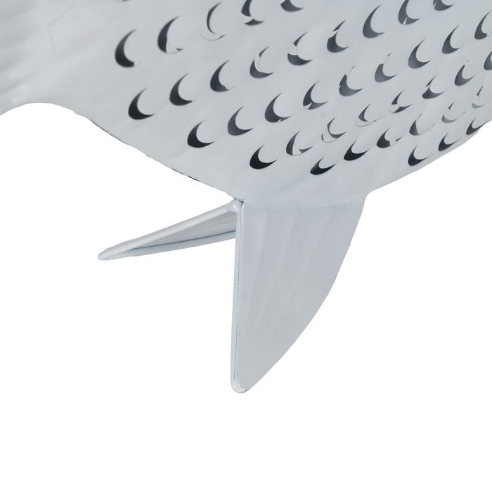 Figura de peixe de metal branco 59,50 x 11 x 43 cm
