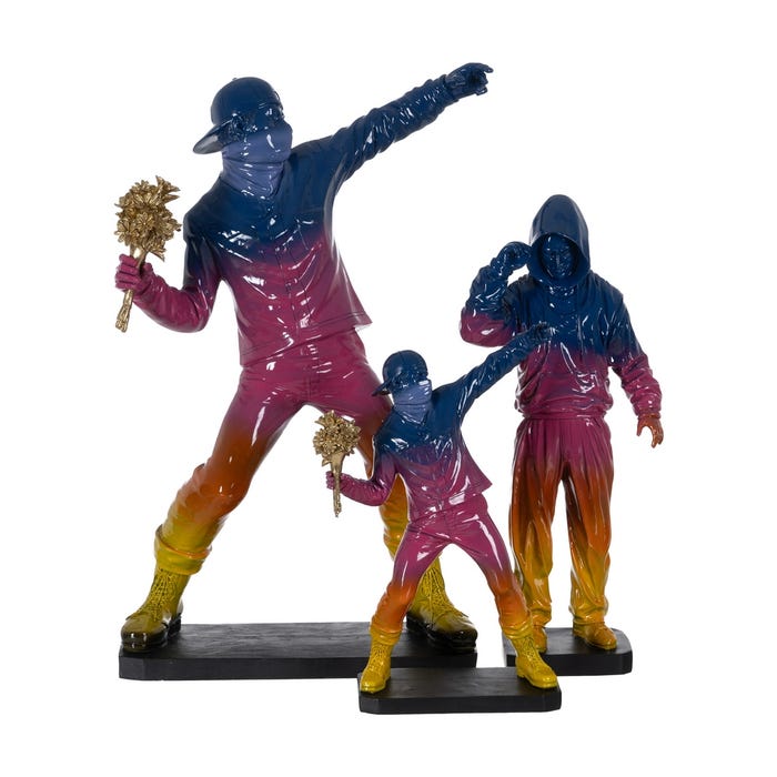 Multicolor Resin Boy Figure 41.50 X 24 X 66.50 Cm