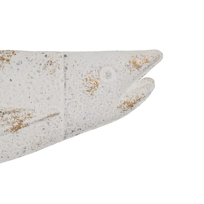 Figura de peixe de metal rosa e branco 63 x 8 x 33 cm