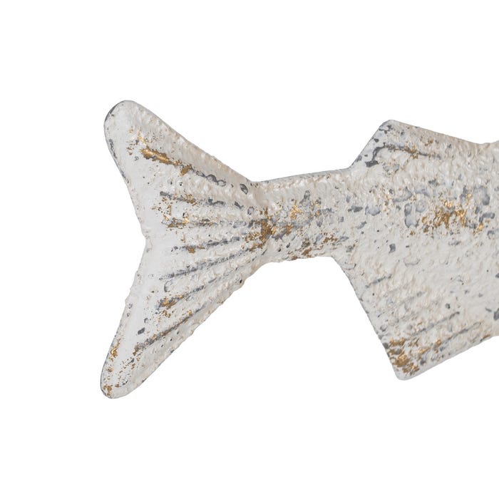 Figura de peixe de metal rosa e branco 63 x 8 x 33 cm