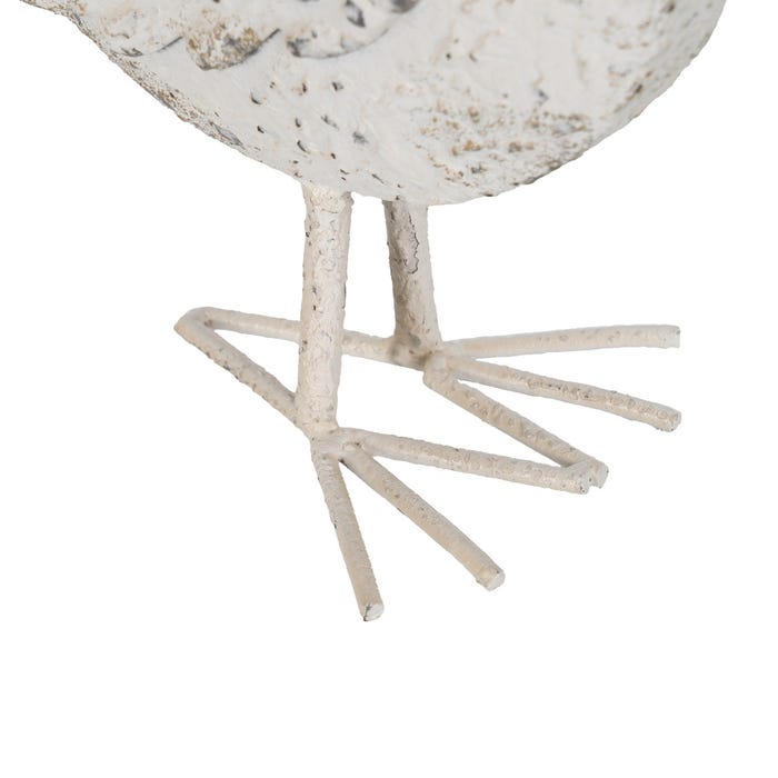 Figura de galinha em metal rosa e branco 35,50 x 11 x 31 cm