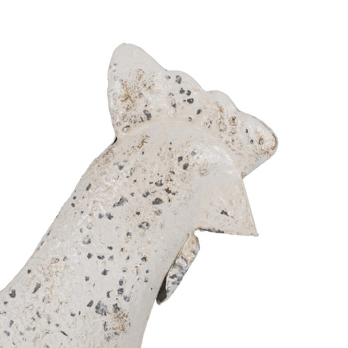Figura de galinha em metal rosa e branco 17 x 43,50 x 48 cm