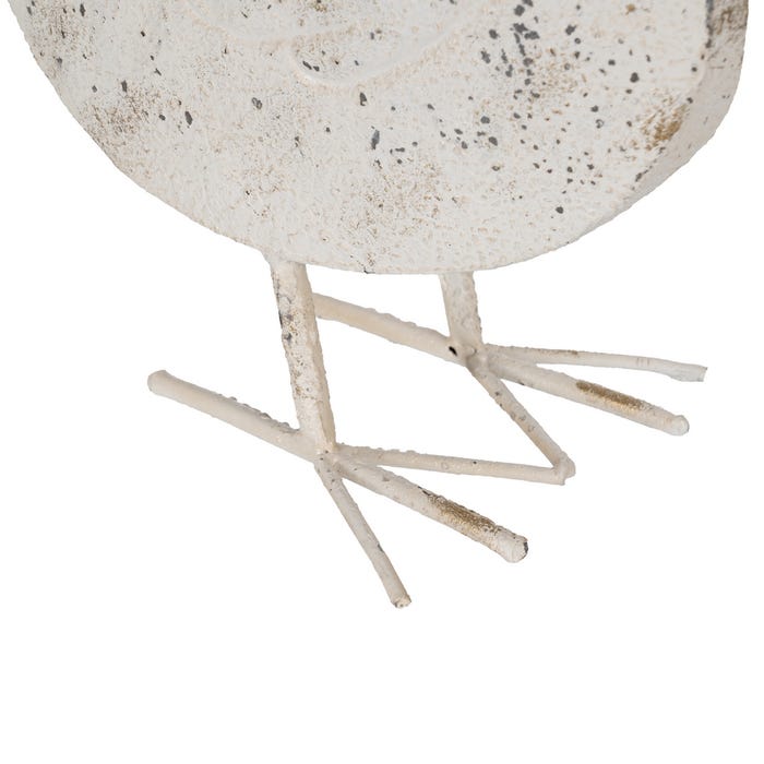 Figura de galinha em metal rosa e branco 17 x 43,50 x 48 cm