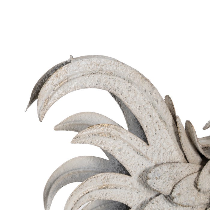 Figura de Galo Rosa e Branco em Metal 36 x 14 x 49,50 cm