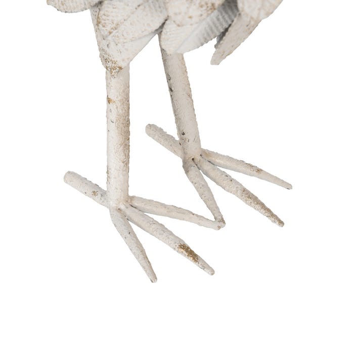 Figura de Galo Rosa e Branco em Metal 36 x 14 x 49,50 cm