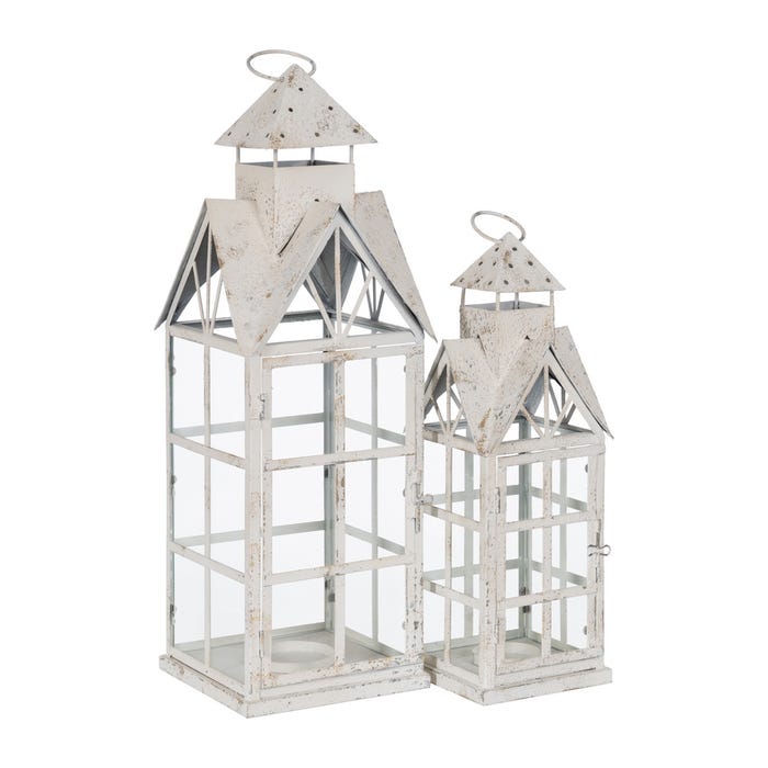 Farol Portavelas Blanco Metal 15 X 15 X 45 Cm