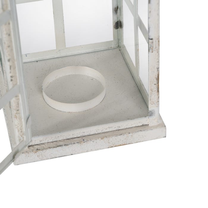 Farol Portavelas Blanco Metal 15 X 15 X 45 Cm