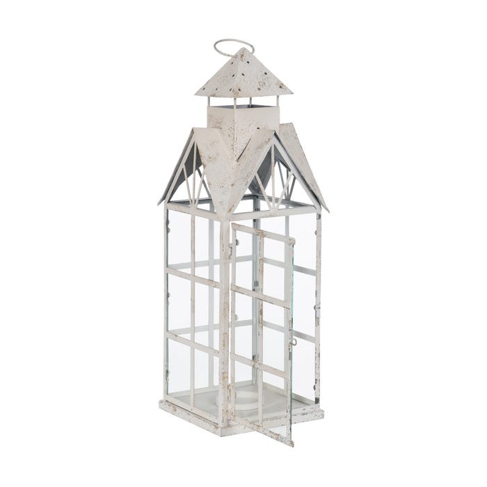 Farol Portavelas Blanco Metal 21 X 21 X 63 Cm