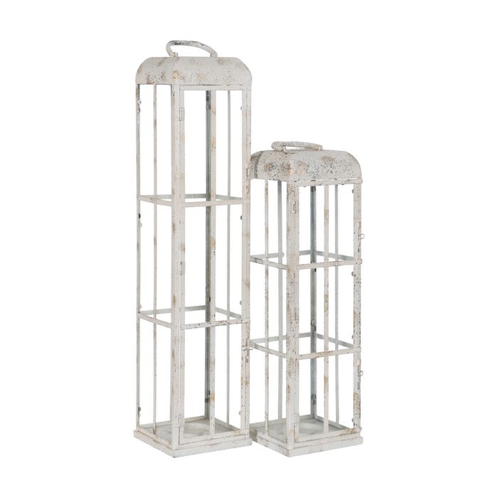 Lantern Candle Holder Light Blue Metal 18 X 18 X 61 Cm