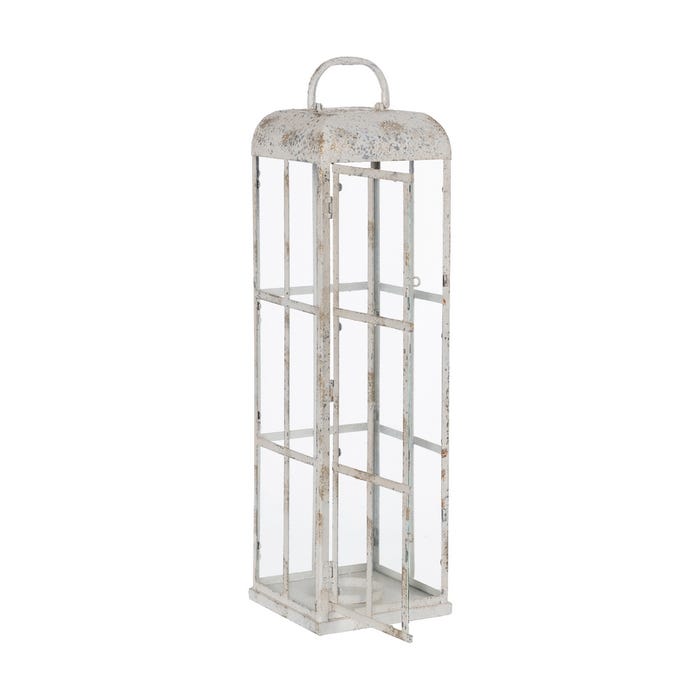 Lantern Candle Holder Light Blue Metal 18 X 18 X 61 Cm
